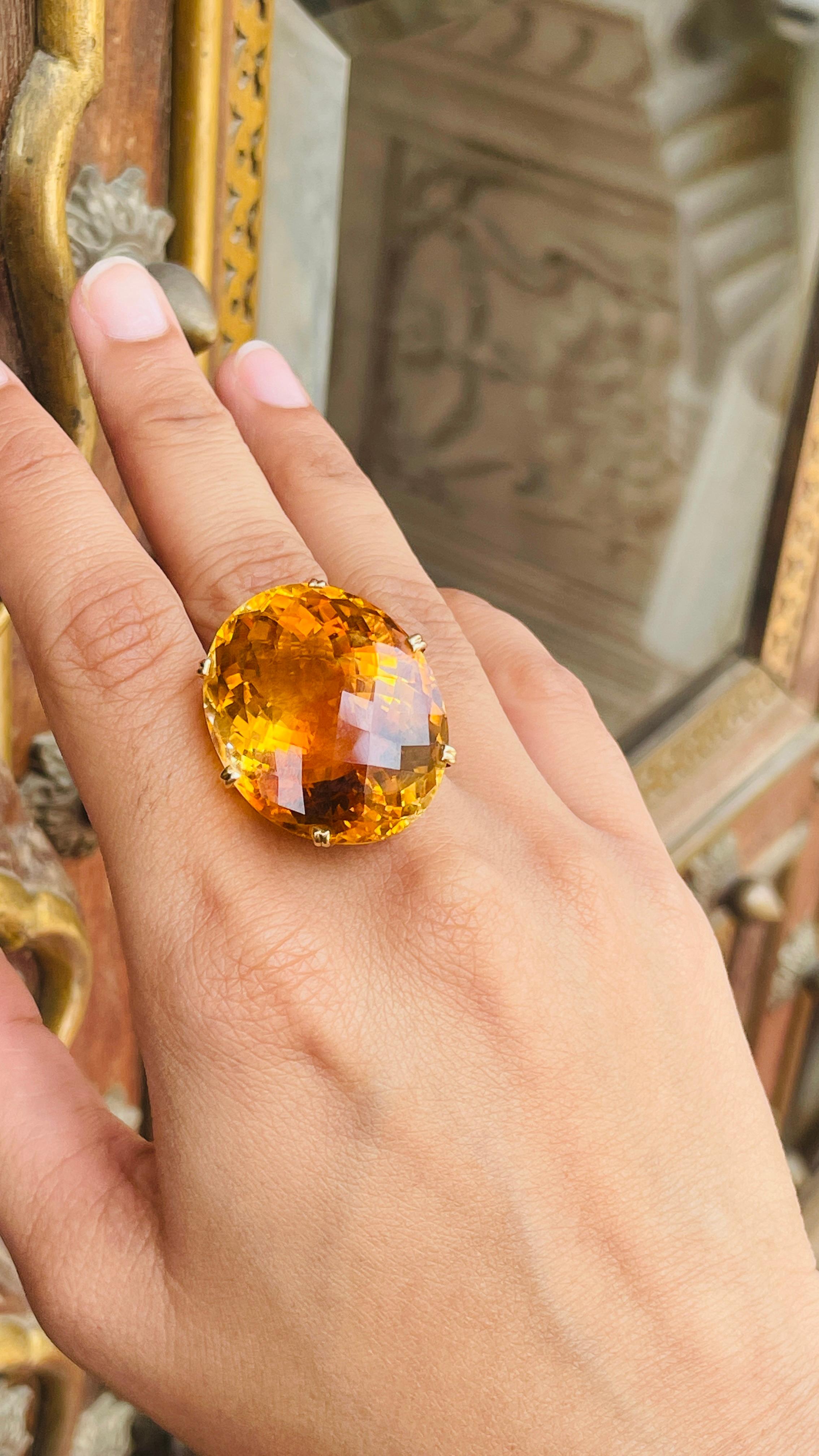 58.5 ct Citrine Satement Cocktail Ring in 18K Yellow Gold  2