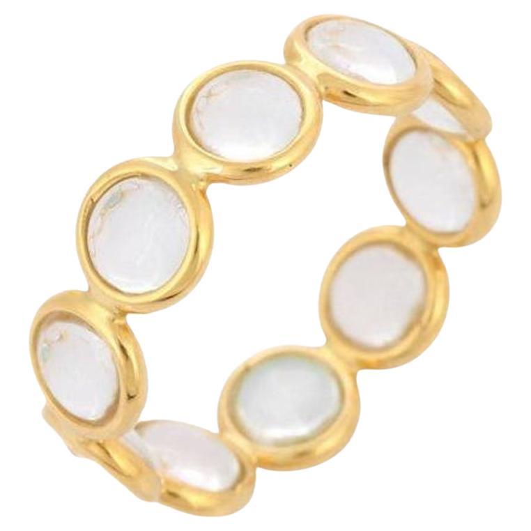 18K Yellow Gold Crystal Eternity Band Ring