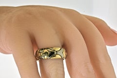 18K Yellow Gold and Darkened Steel Vintage Band Ring, Italy, c. 1990.