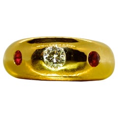 18K Yellow Gold and Diamond and Ruby Ring