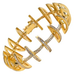 18K Yellow Gold and Diamond, Articulated Bracelet, Contemporary Diamond Bracelet