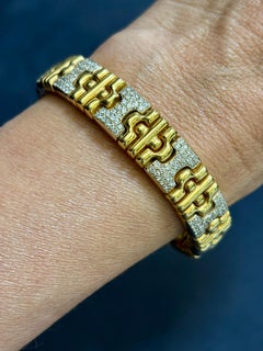 18k Yellow Gold and Diamond Bangle, Circa 1980, Italy