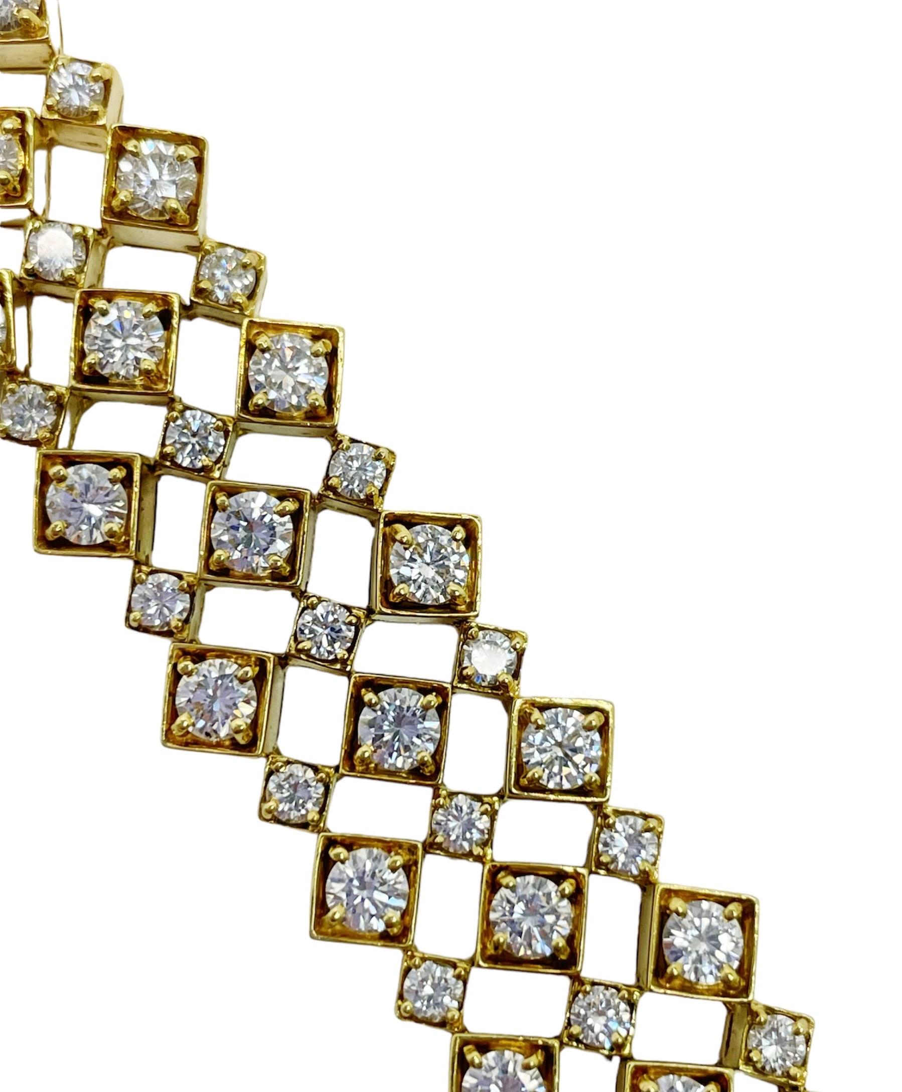 Bracelet en or jaune 18 carats et diamants Bon état - En vente à Chicago, IL