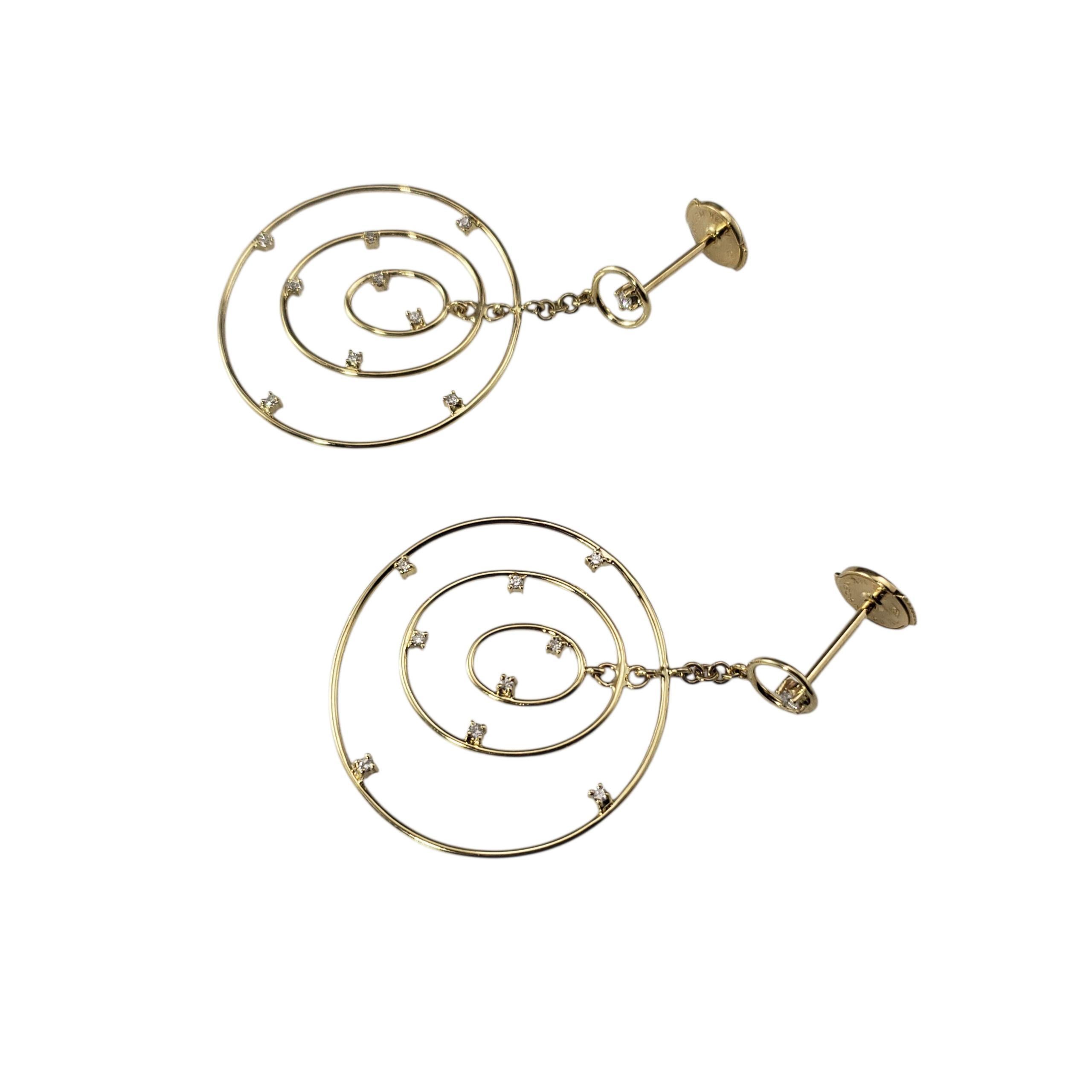 Brilliant Cut 18K Yellow Gold and Diamond Circle Drop Earrings #22540 For Sale