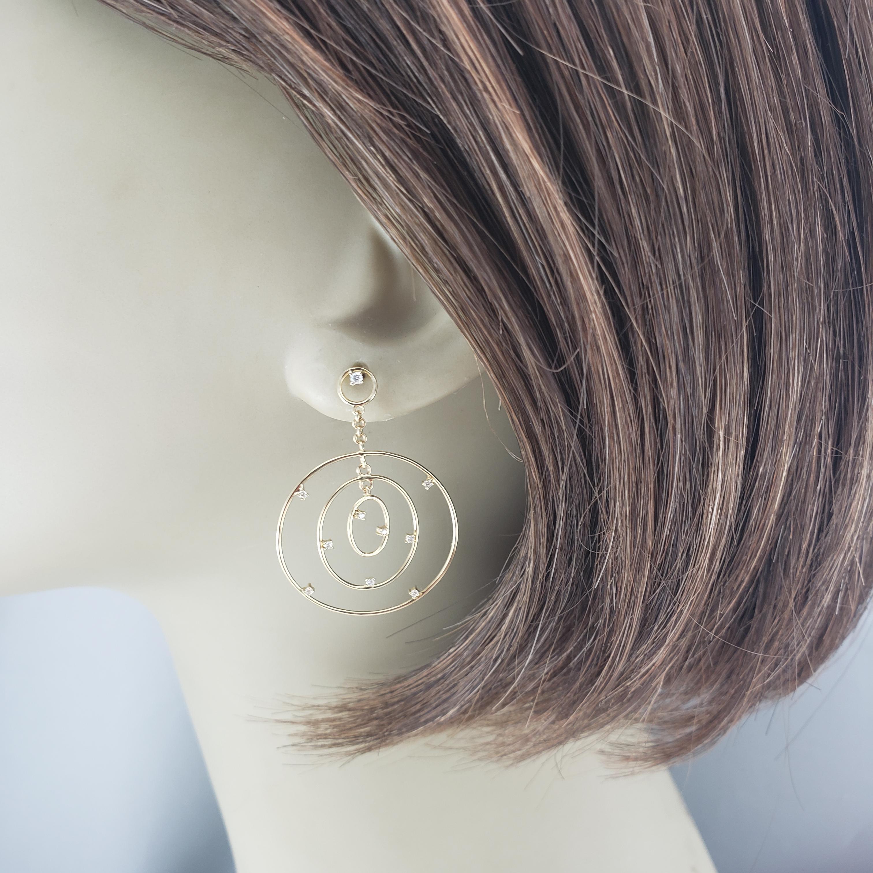 18K Yellow Gold and Diamond Circle Drop Earrings #22540 For Sale 1