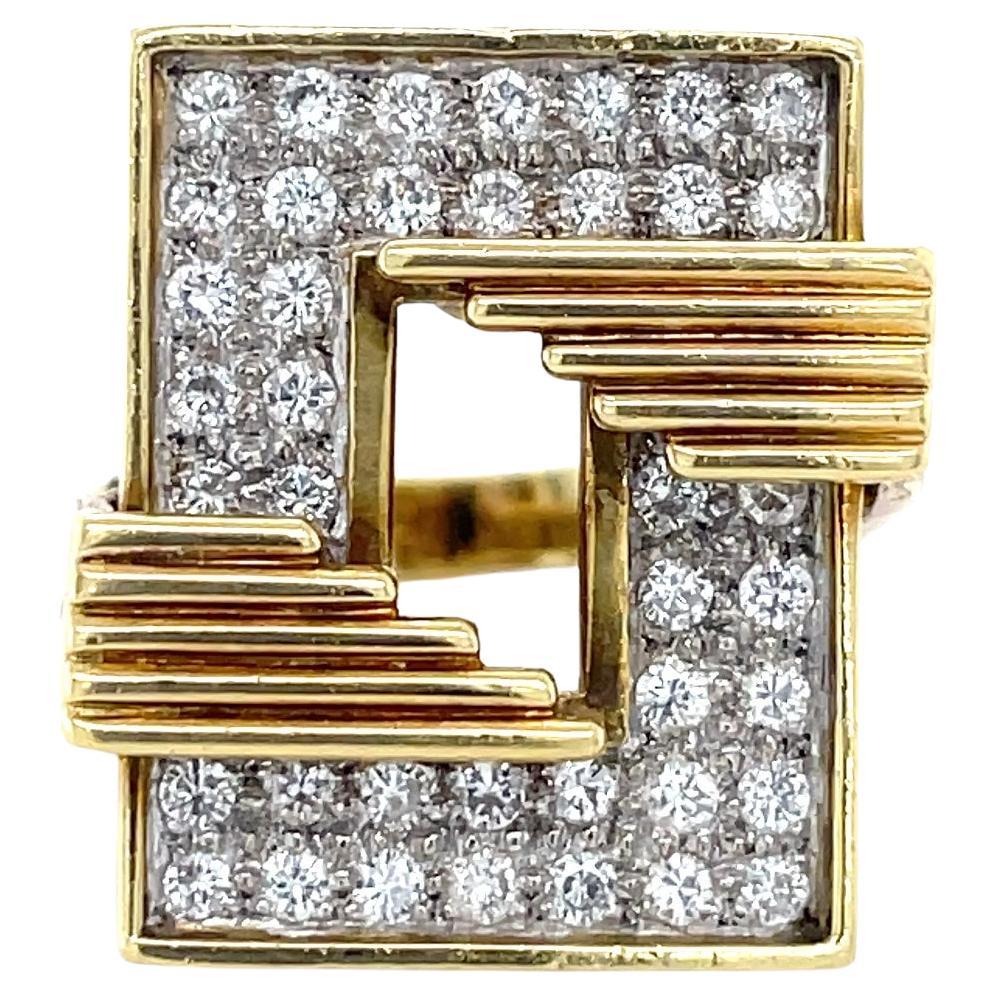 18K Yellow Gold and Diamond Cocktail Ring