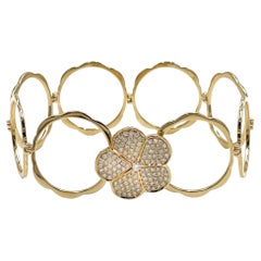 18K Yellow Gold and Diamond Flower Bracelet - Ring