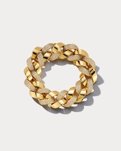 18k Yellow Gold and Diamond Cuban Chain Bracelet