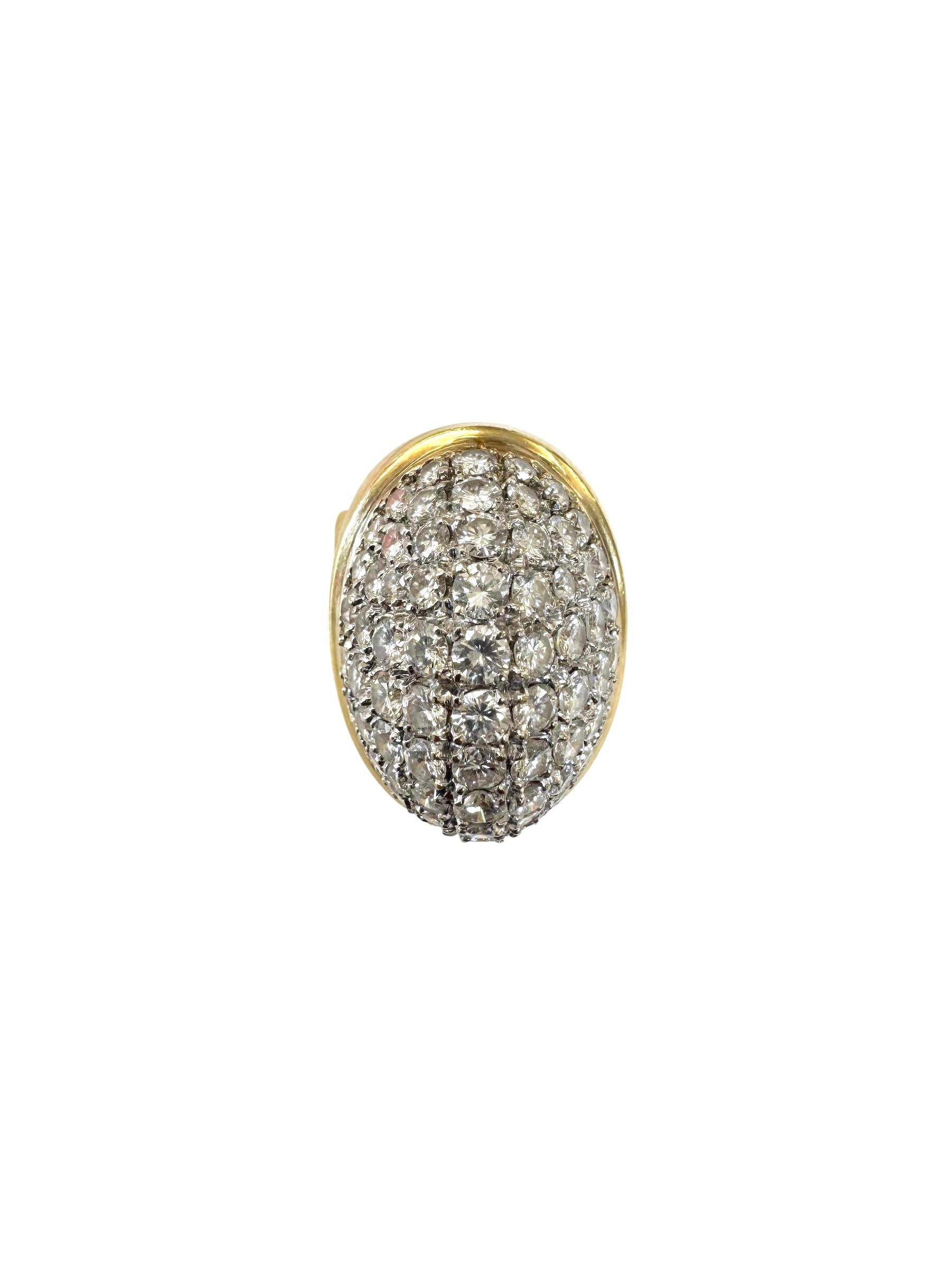 Bague cocktail bombée en or jaune 18K et diamants en vente 5