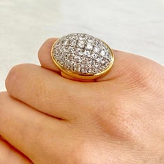 18K Yellow Gold and Diamond Domed Bombé Cocktail Ring