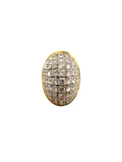 Bague cocktail bombée en or jaune 18K et diamants