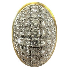 Bague cocktail bombée en or jaune 18K et diamants
