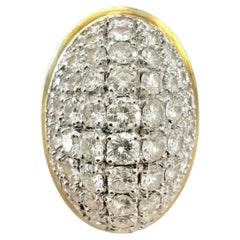 18K Yellow Gold and Diamond Domed Bombé Cocktail Ring