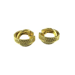 18K Yellow Gold and Diamond Double Hoop Earrings #22282