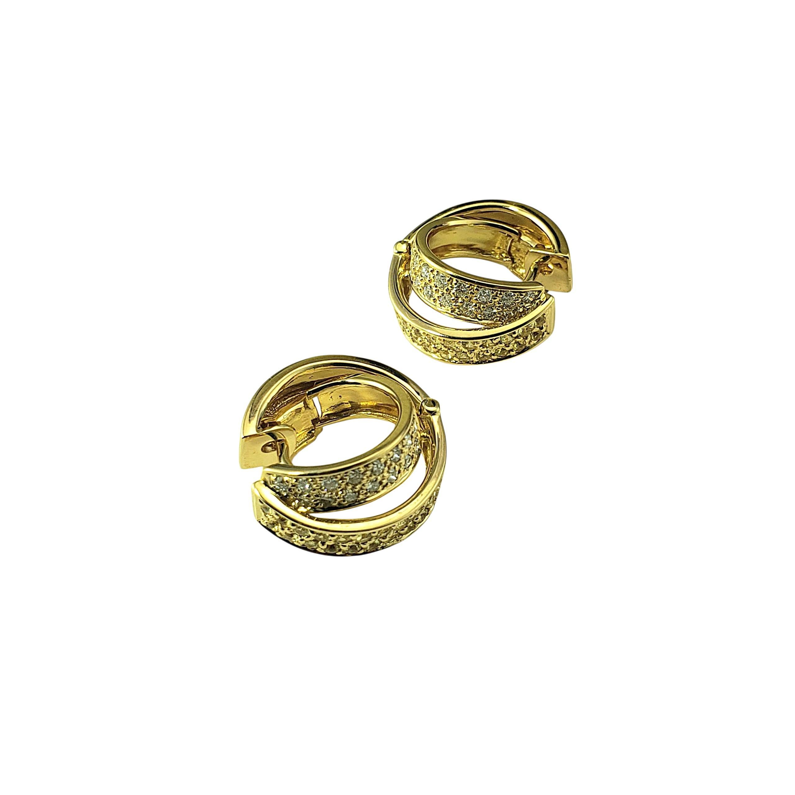 Taglio rotondo Orecchini a doppio cerchio in oro giallo 18K e diamanti #22282 in vendita