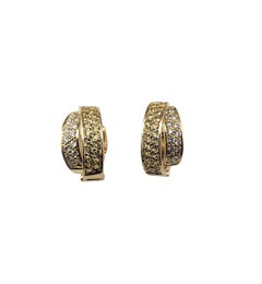 Orecchini a doppio cerchio in oro giallo 18K e diamanti #22282