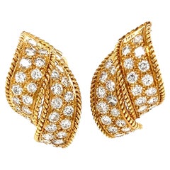 18k Yellow Gold and Diamond Earrings