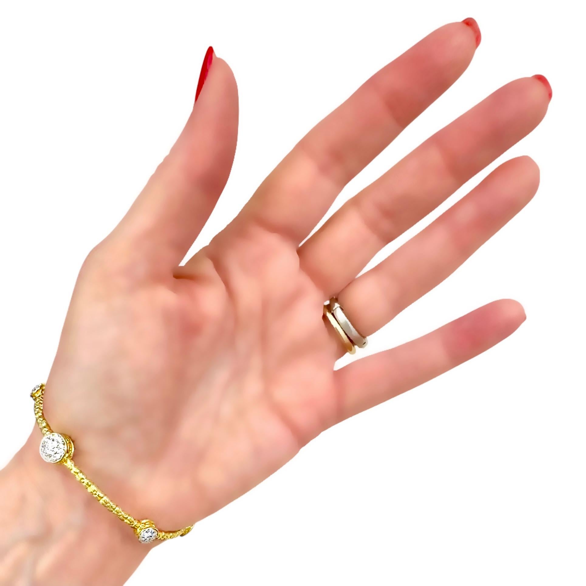 18K Yellow Gold and Diamond Foliate Bangle Bracelet by Stephen Dweck For Sale 5