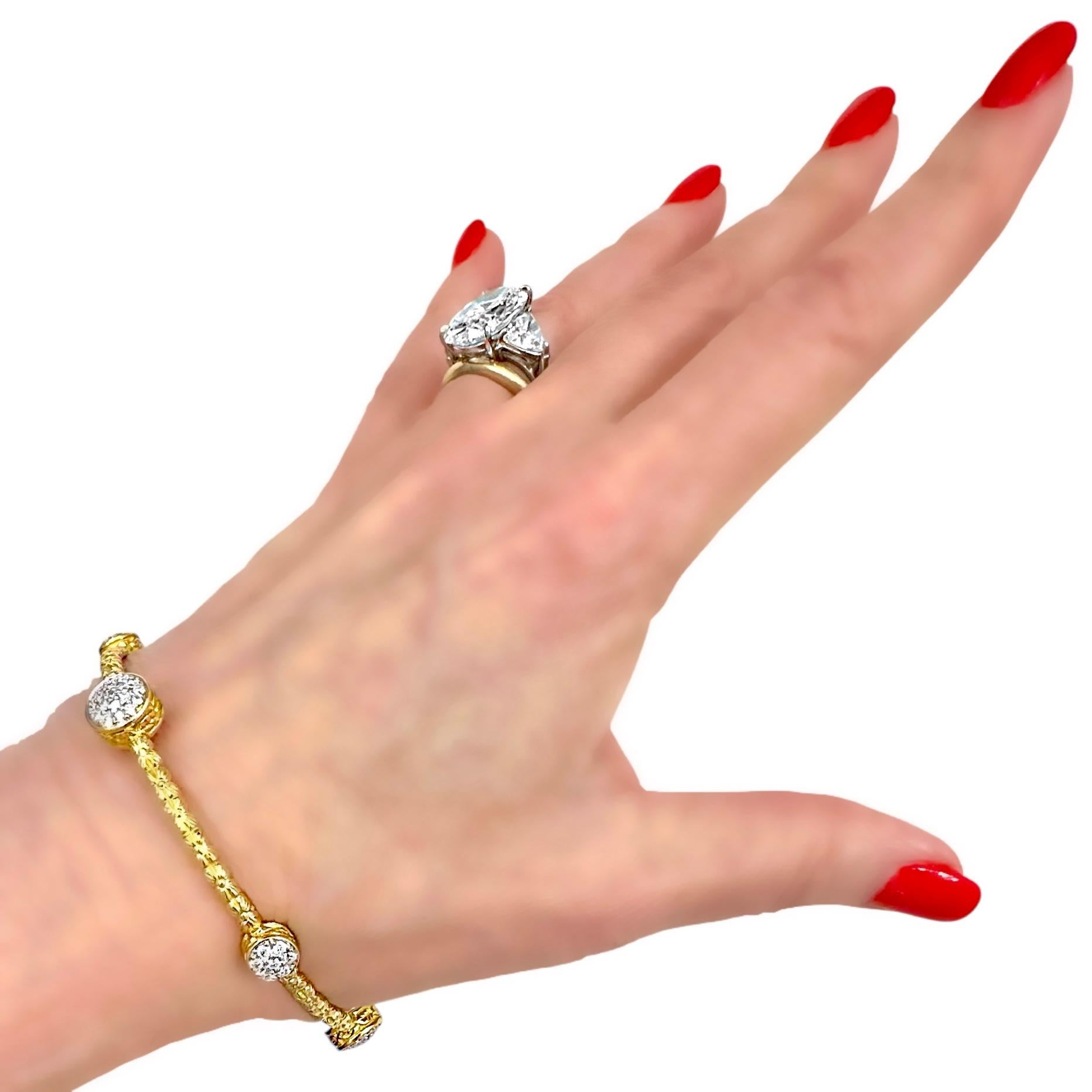 18K Yellow Gold and Diamond Foliate Bangle Bracelet by Stephen Dweck For Sale 4