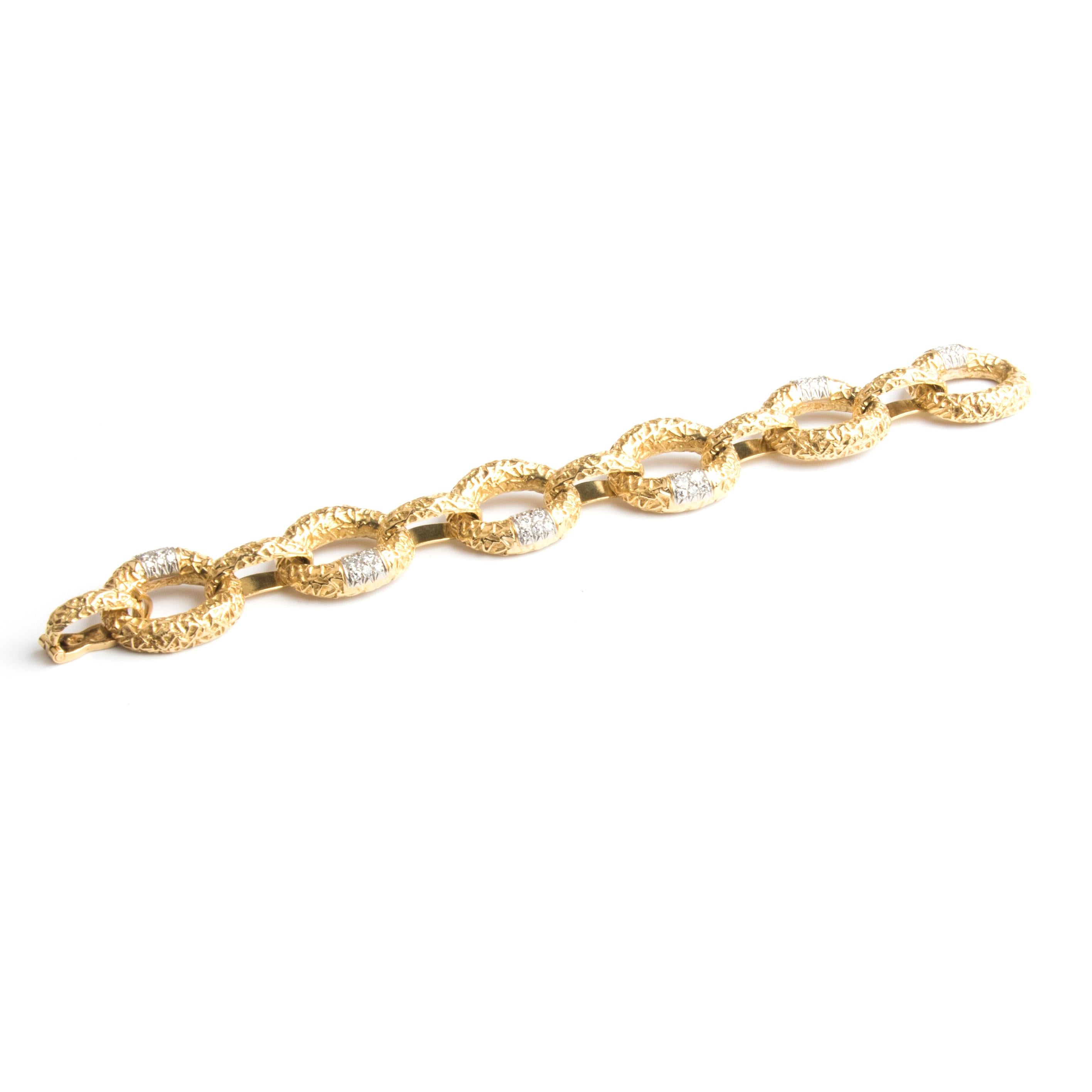 Women's 18 Karat Yellow Gold and Diamond Link Bracelet by Van Cleef & Arpels For Sale