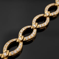 18K Yellow Gold and Diamond Link Bracelet