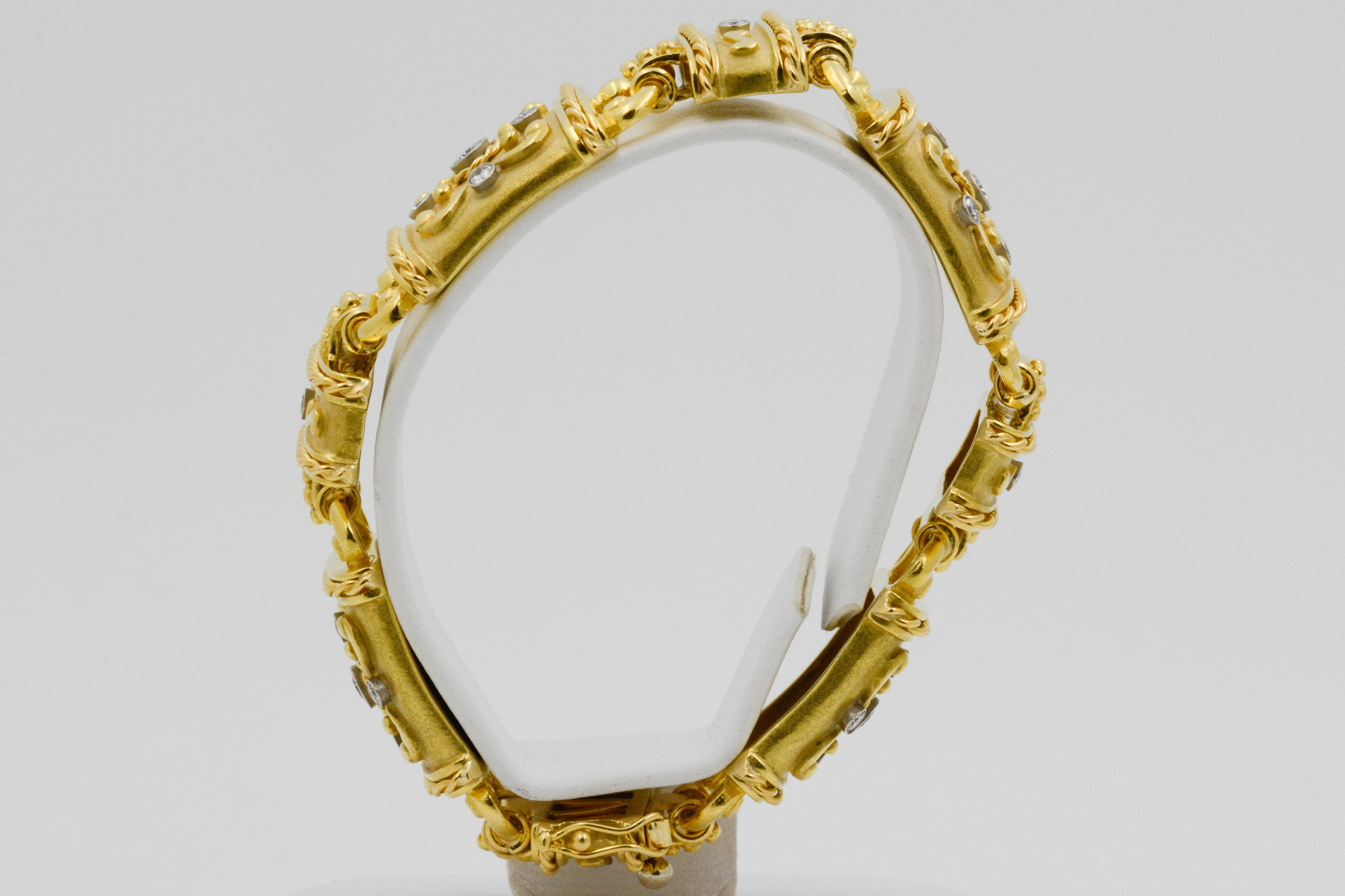 Women's 18 Karat Yellow Gold and Diamond Linked Bracelet