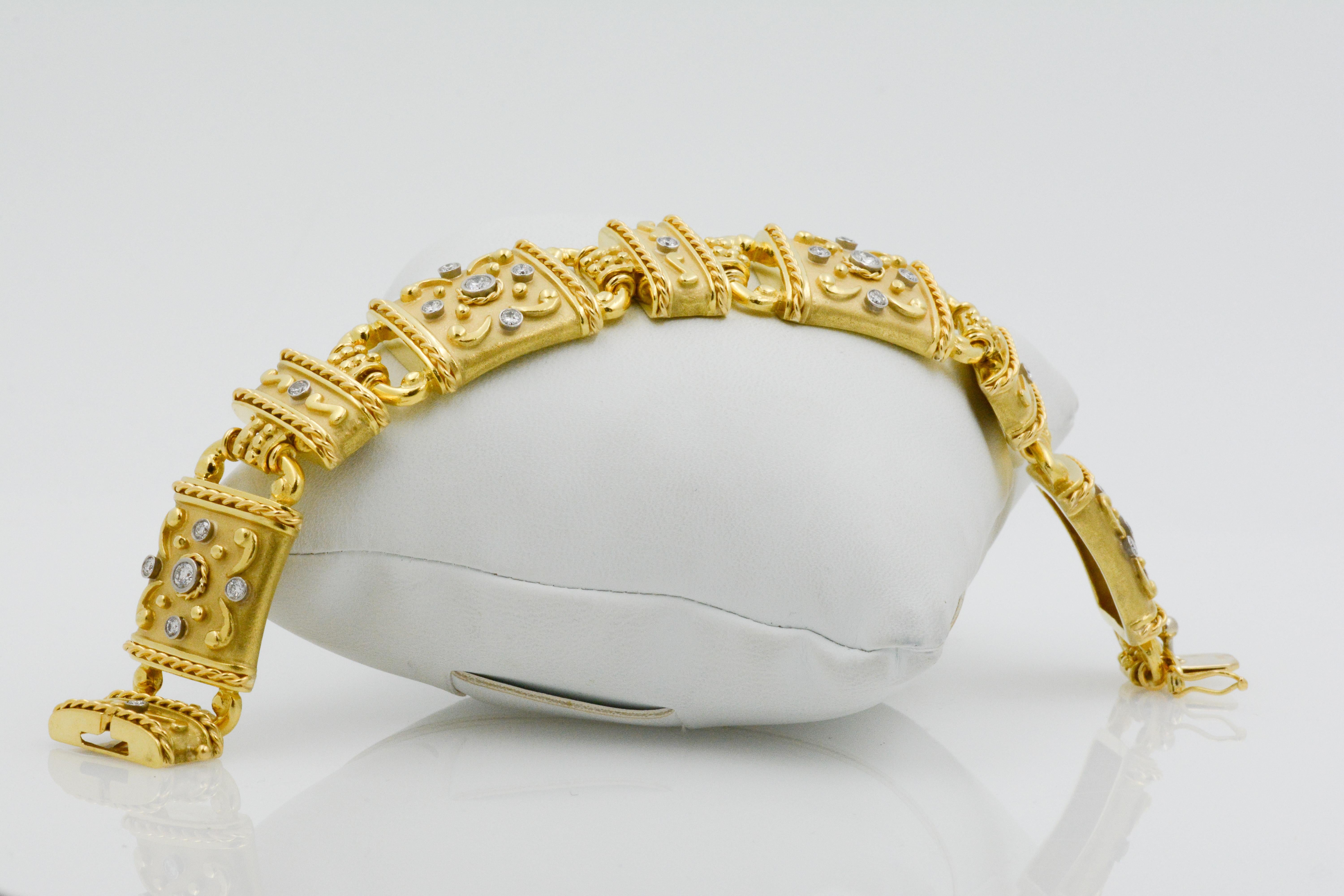 18 Karat Yellow Gold and Diamond Linked Bracelet 1