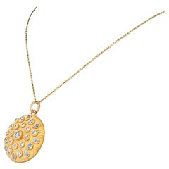 18K Yellow Gold and Diamond Medallion Pendant