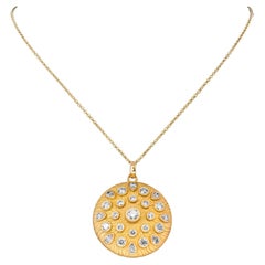 18K Yellow Gold and Diamond Medallion Pendant