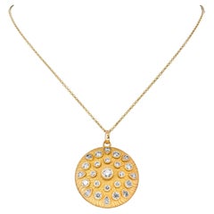 18K Yellow Gold and Diamond Medallion Pendant 