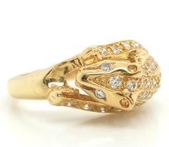 18 Karat Yellow Gold and Diamond Panther Ring
