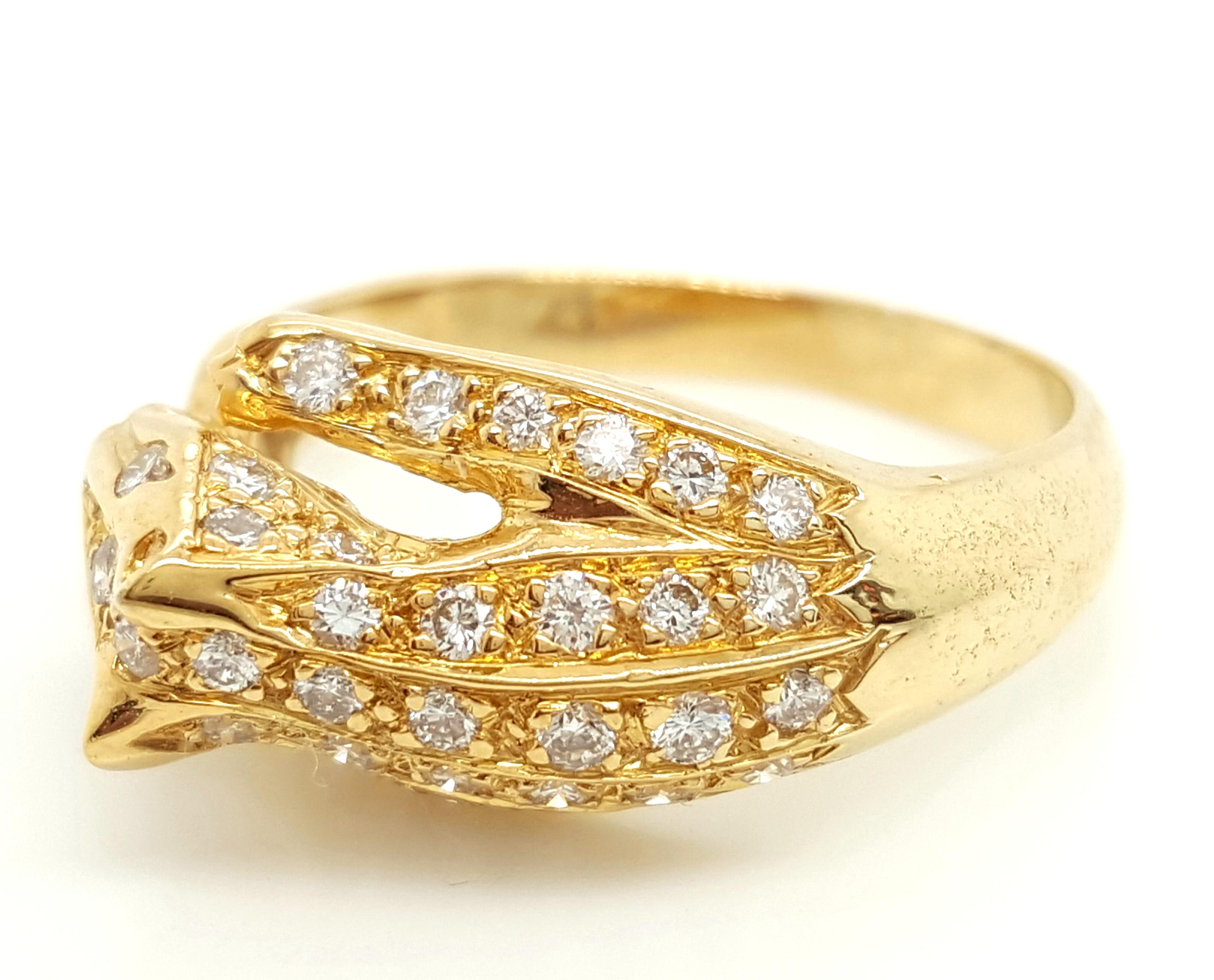 18 Karat Gelbgold und Diamant Panther-Ring im Zustand „Gut“ im Angebot in Addison, TX