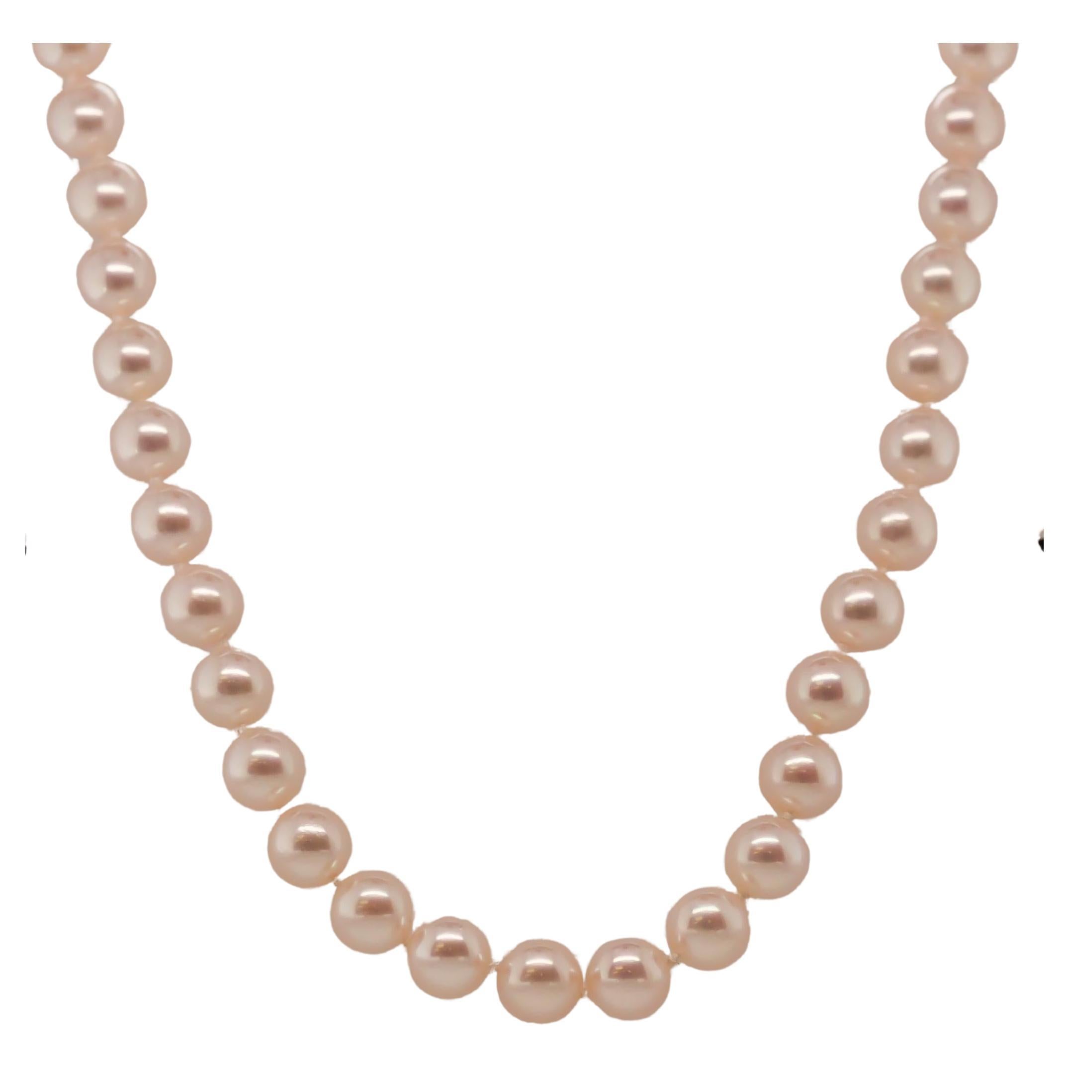 18K Yellow Gold and Diamond Regal Elegance 7.4mm Pearl Necklace For Sale