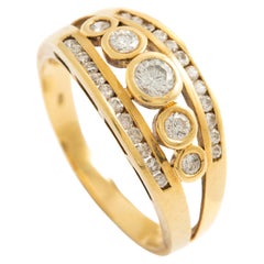 Retro 18k Yellow Gold and Diamond Ring