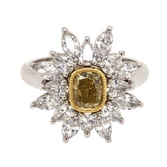 18 Karat Yellow Gold and Diamond Star Flower Ring
