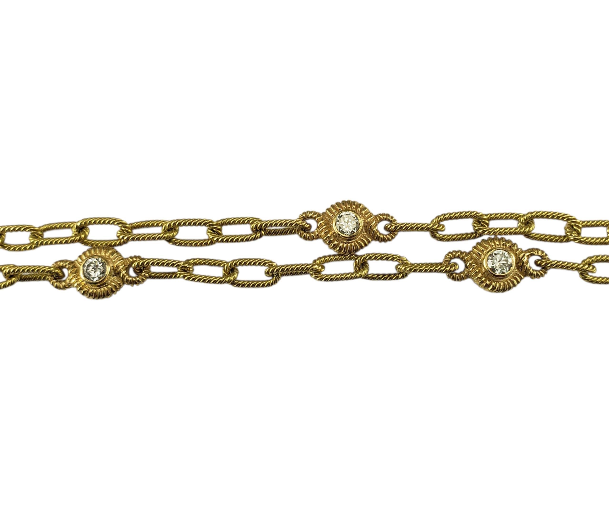 Brilliant Cut 18K Yellow Gold and Diamond Station Cable Necklace #22967 For Sale