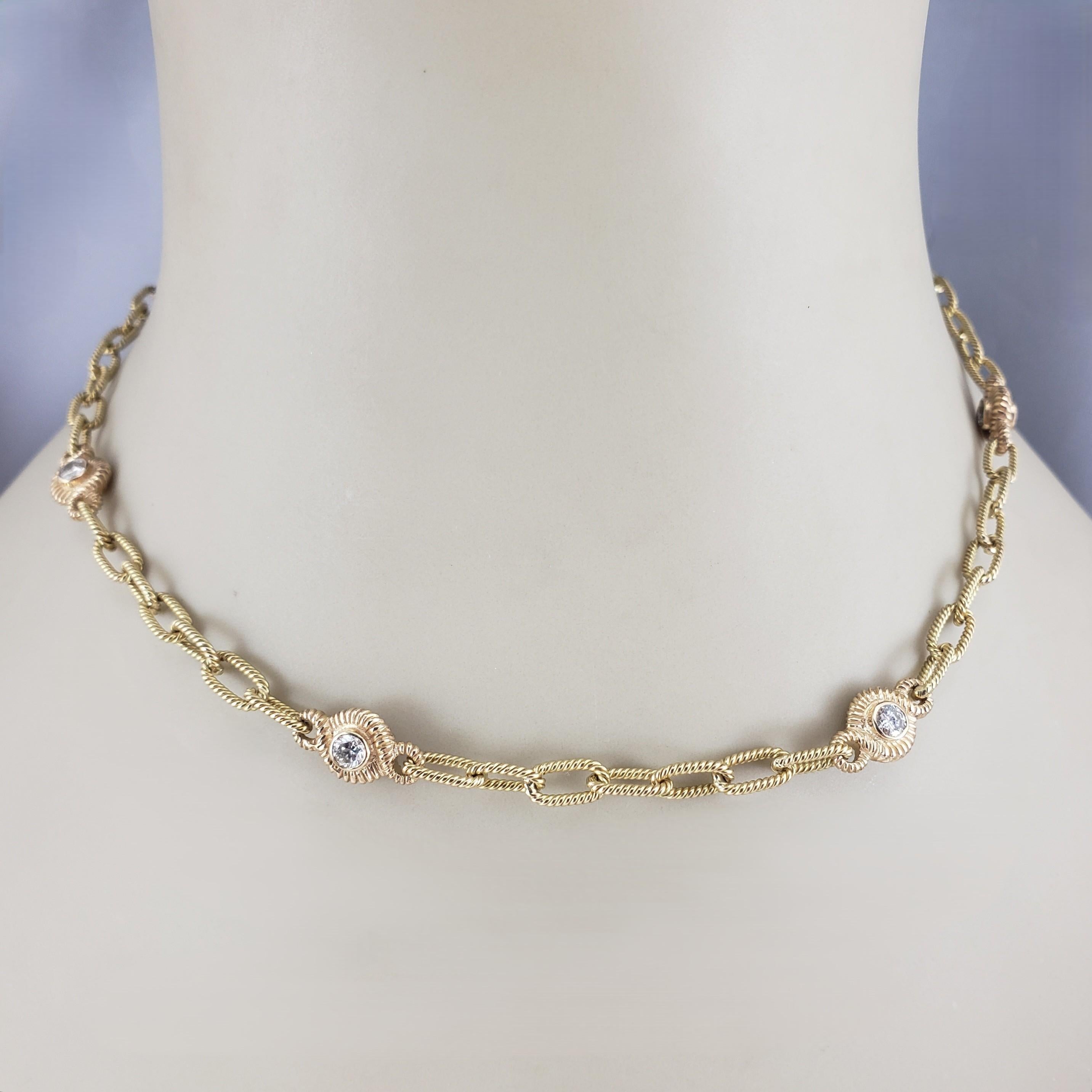 18K Yellow Gold and Diamond Station Cable Necklace #22967 For Sale 1