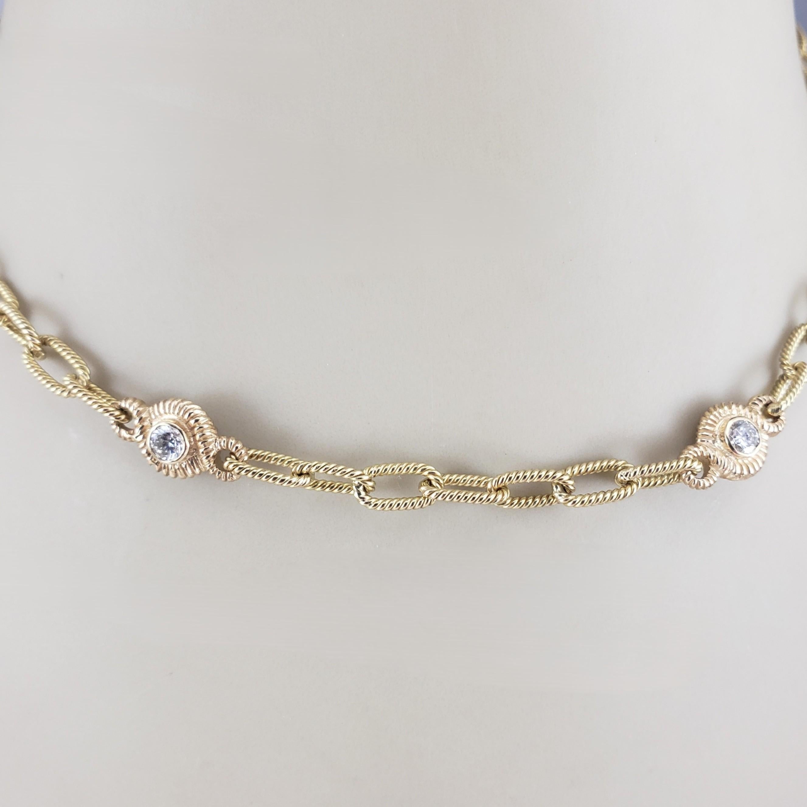 18K Yellow Gold and Diamond Station Cable Necklace #22967 For Sale 2