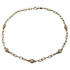 18K Yellow Gold and Diamond Station Cable Necklace #22967