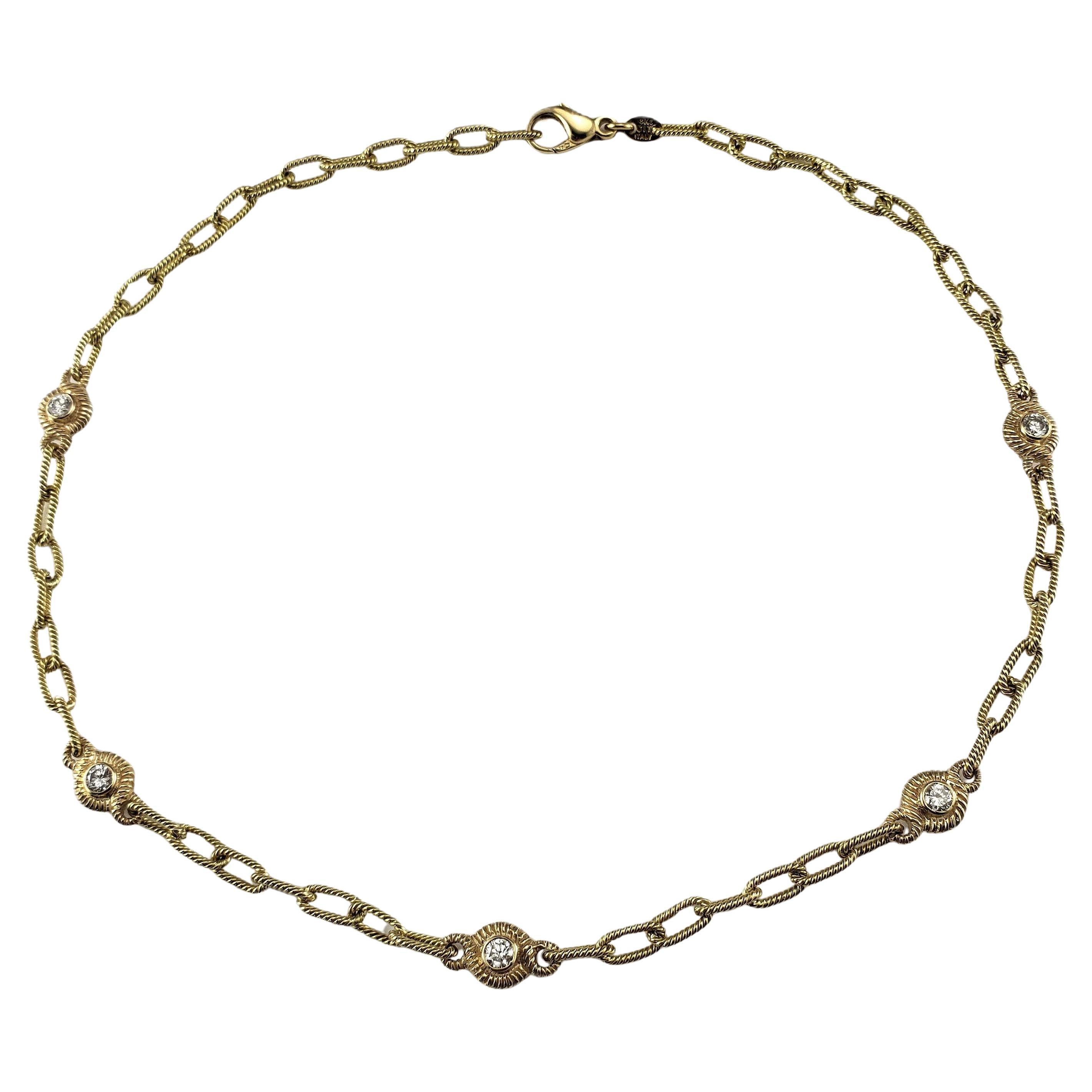 18K Yellow Gold and Diamond Station Cable Necklace #24431 For Sale