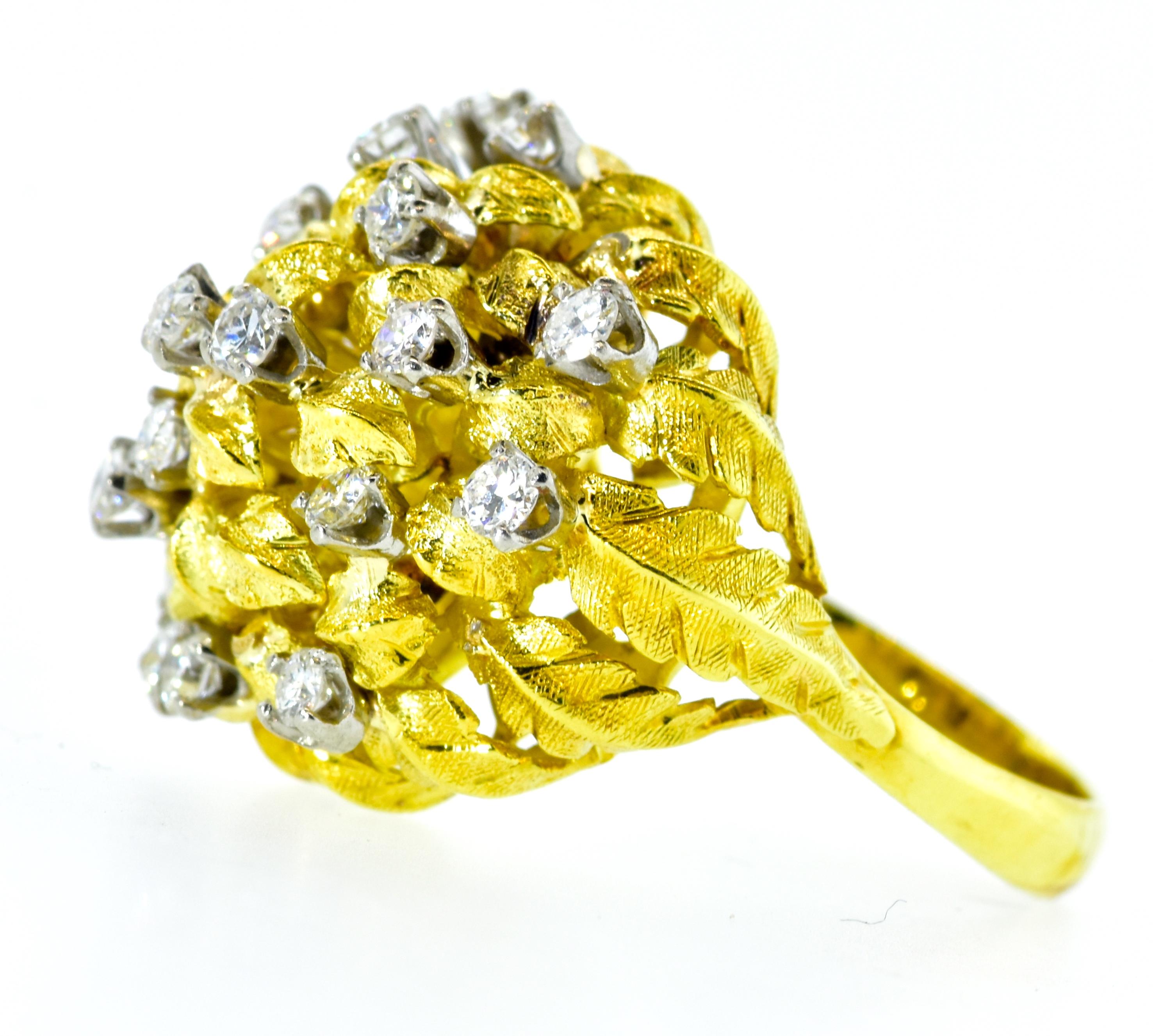 Contemporary 18 Karat Yellow Gold and Diamond Vintage Ring, circa 1960