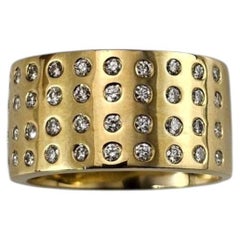 18K Yellow Gold and Diamond Wide Band Ring Size 8.25 - 8.5 #25032