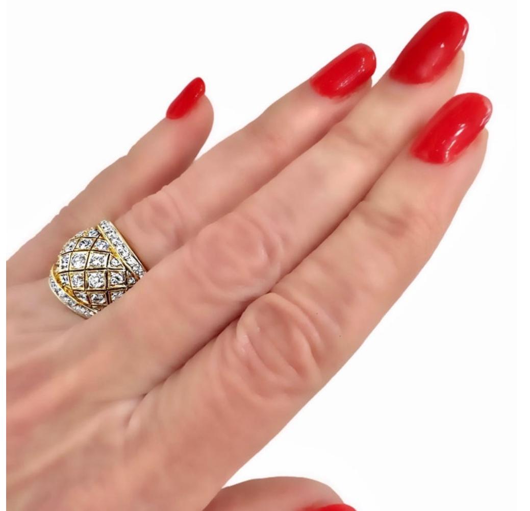 Breites Bombe-Ring aus 18 Karat Gelbgold und Diamanten mit meißelförmigen Kanten im Angebot 5