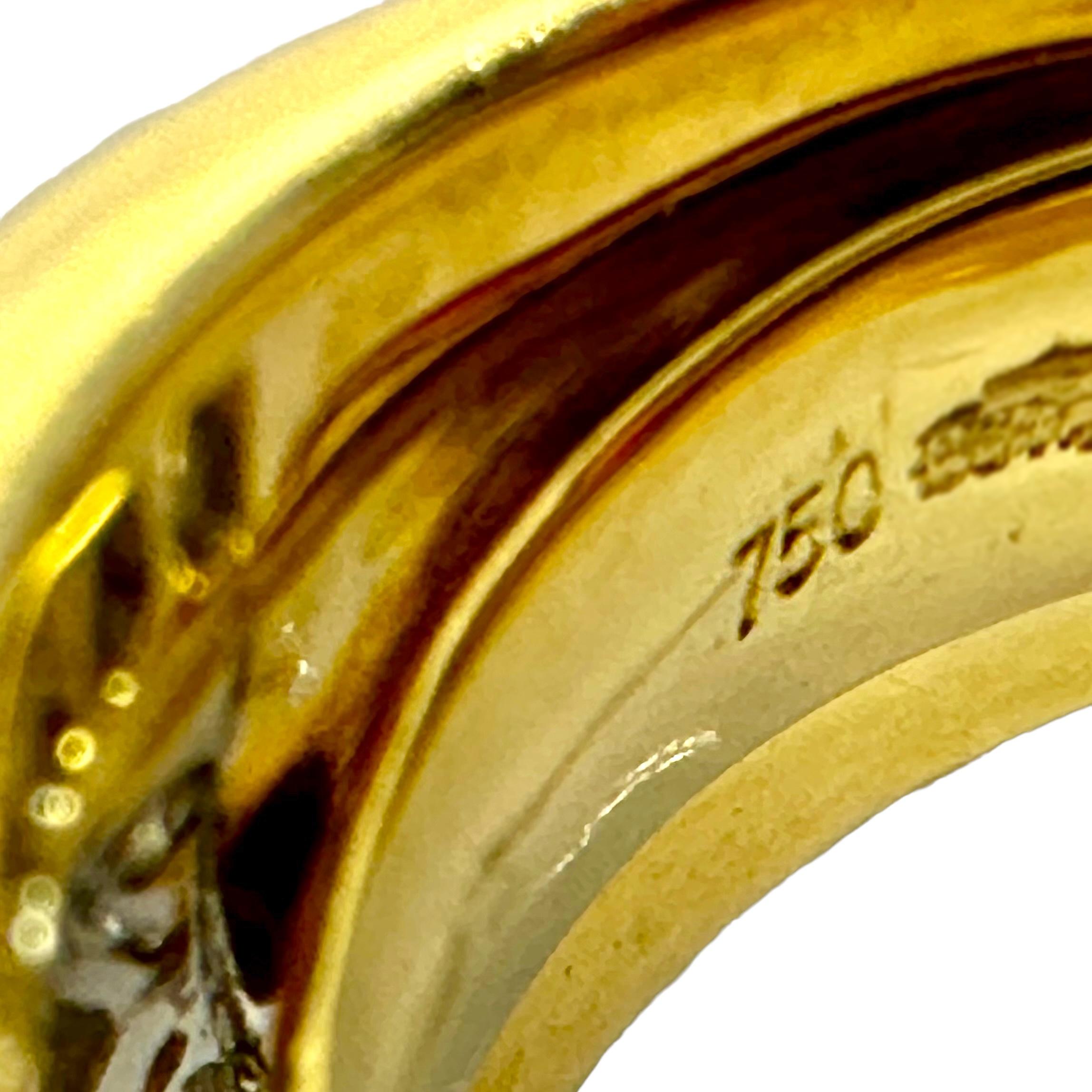 Breites Bombe-Ring aus 18 Karat Gelbgold und Diamanten mit meißelförmigen Kanten im Angebot 1