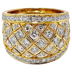 18K Yellow Gold and Diamond Wide Bombe Band