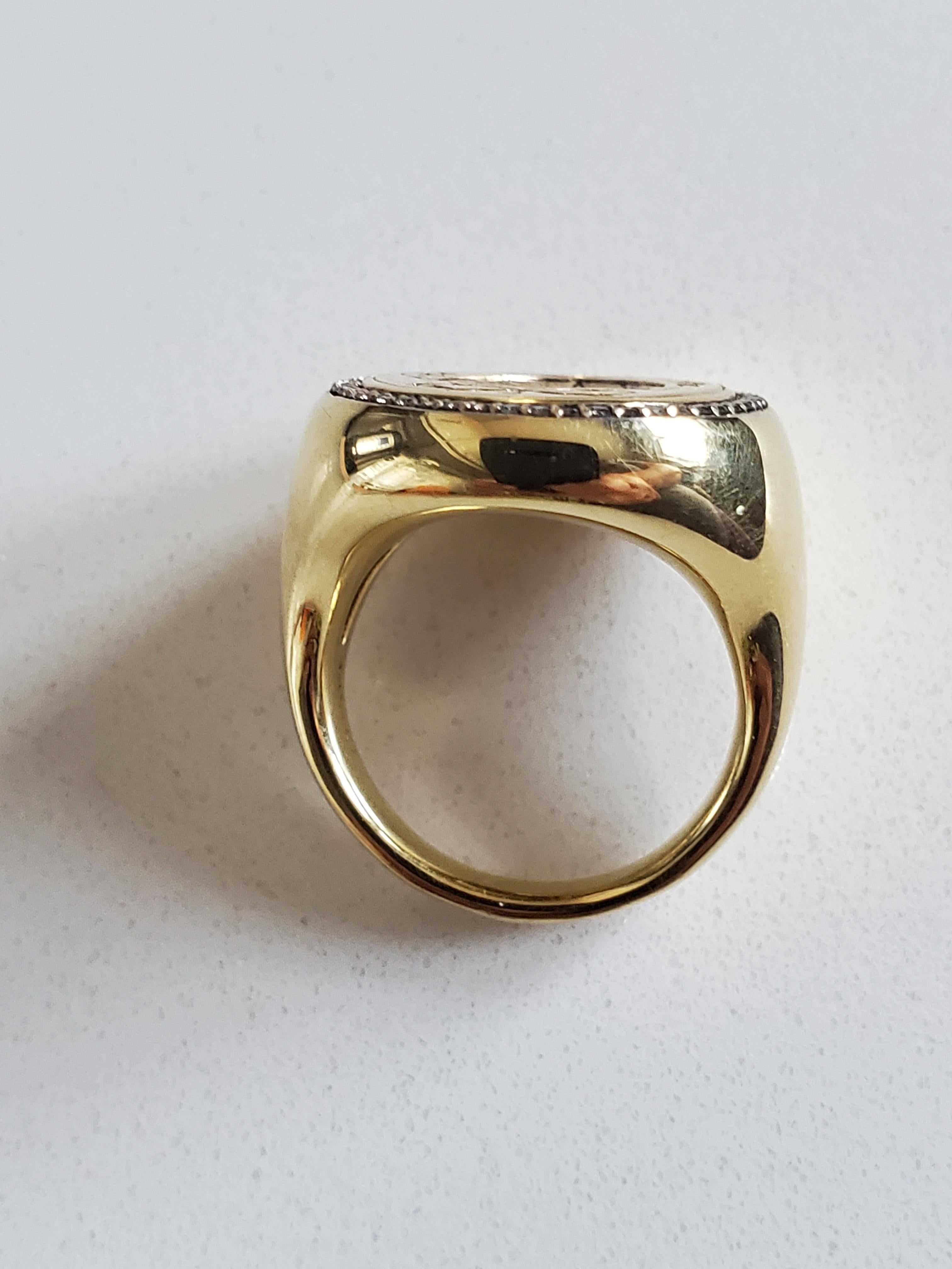 Anello con orsetto in oro giallo 18 carati e diamanti in vendita 3