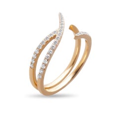 18k Yellow Gold and Diamonds Claw Ring