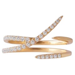18k Yellow Gold and Diamonds Claw Ring