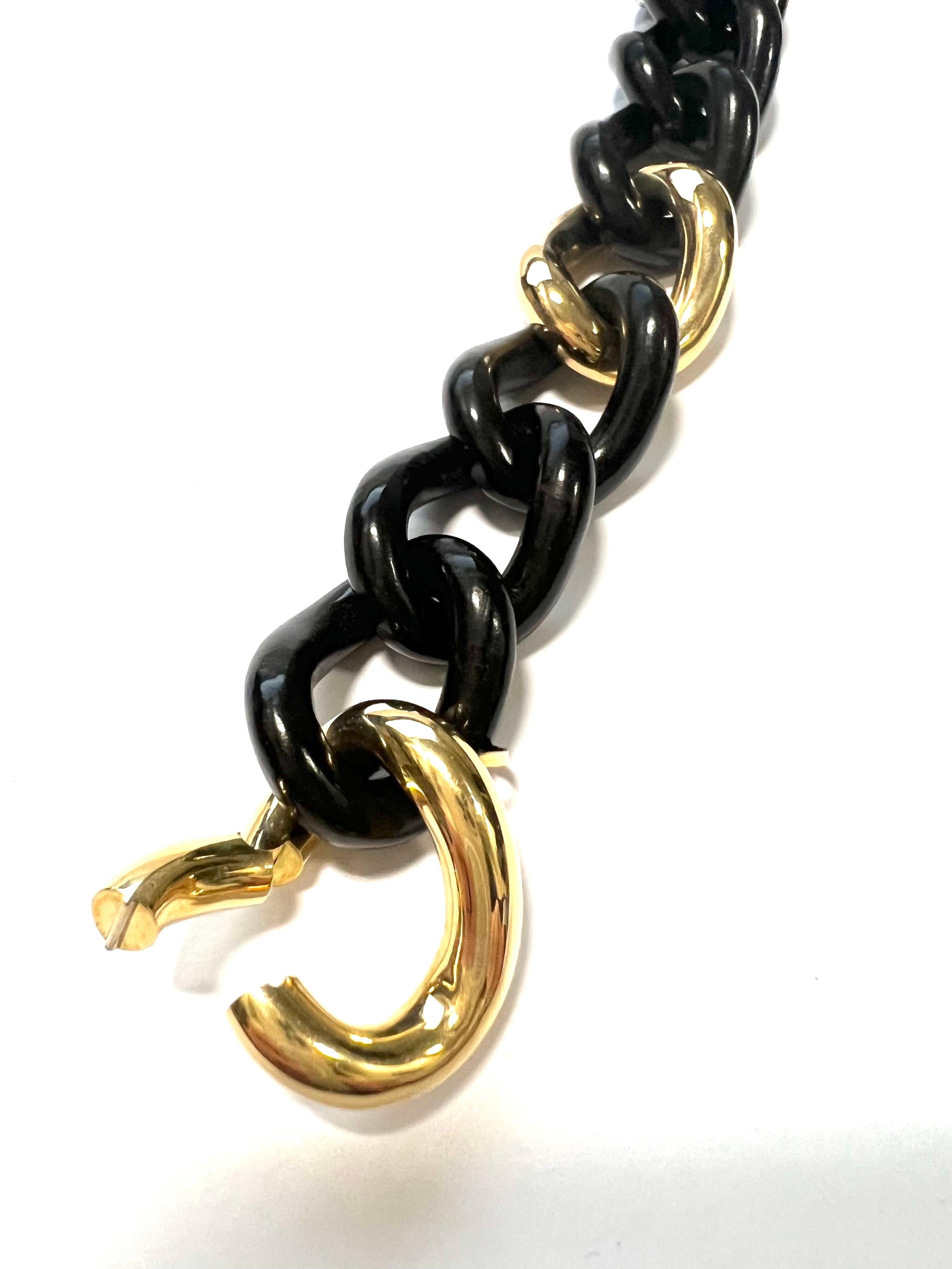 Women's 18K Yellow Gold and Ebony Groumette Bracelet