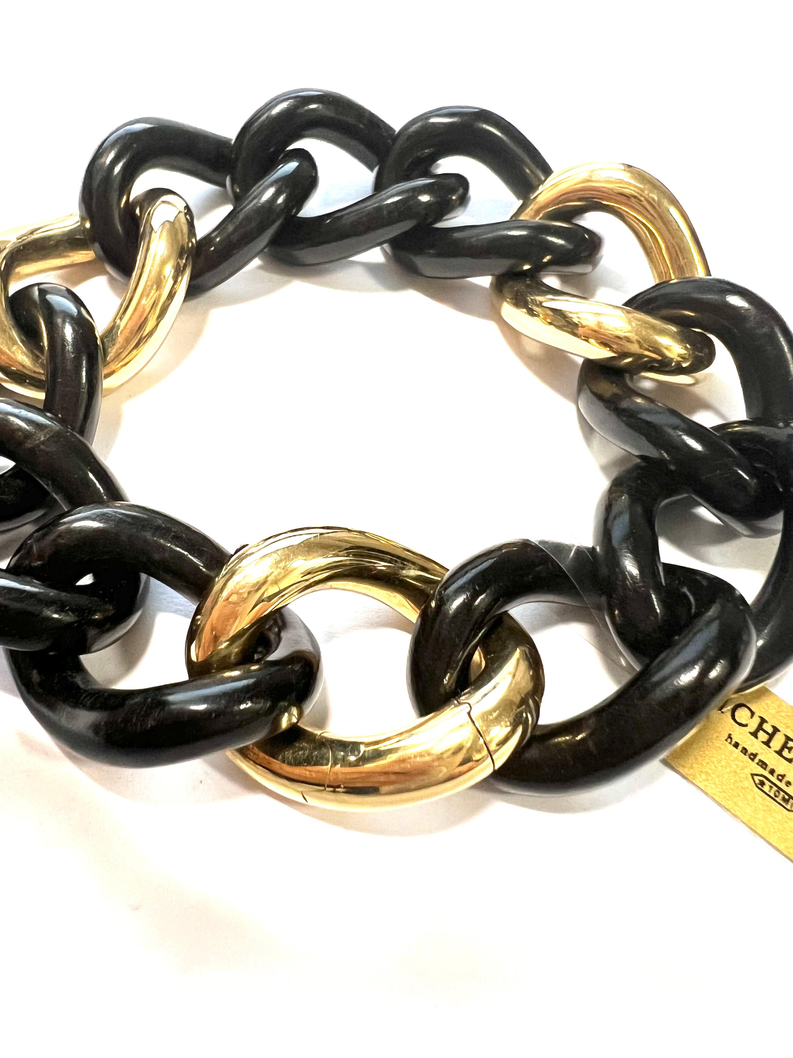 18K Yellow Gold and Ebony Groumette Bracelet 2
